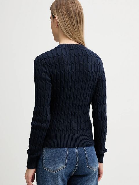 Tommy Hilfiger sweter bawełniany damski kolor granatowy z półgolfem WW0WW47644