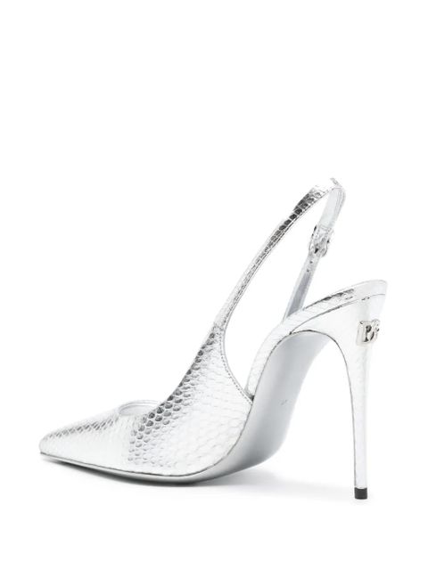 Dolce & Gabbana 120mm metallic snakeskin pumps - Silver