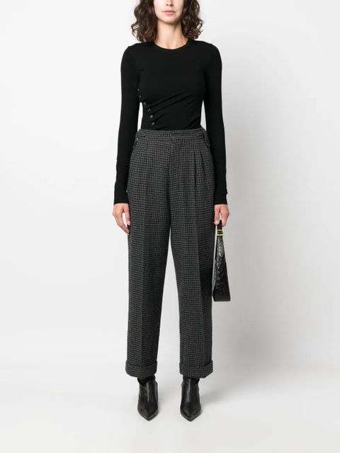 Nanushka houndstooth-pattern cropped trousers - Black