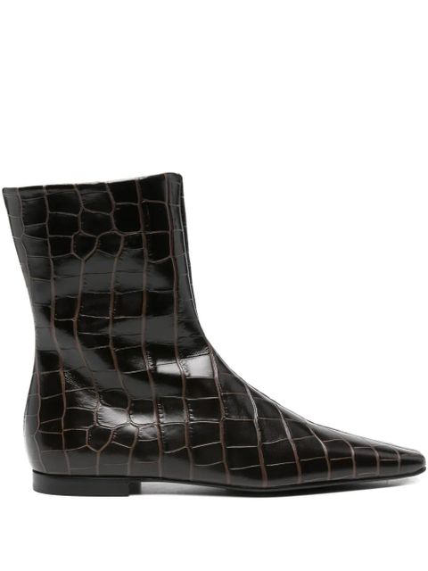 TOTEME zipped croc-embossed boots - Brown - zdjęcie produktu nr 1