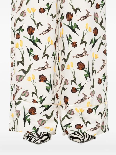 Marni tulips-hares-print trousers - White