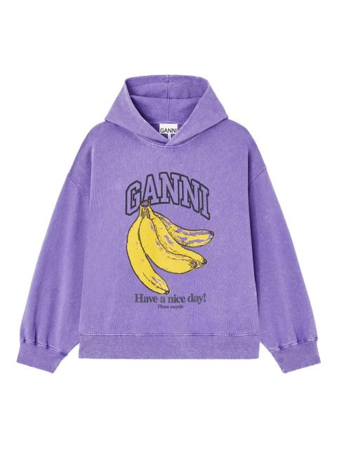GANNI graphic-print hoodie - Purple - zdjęcie produktu nr 1