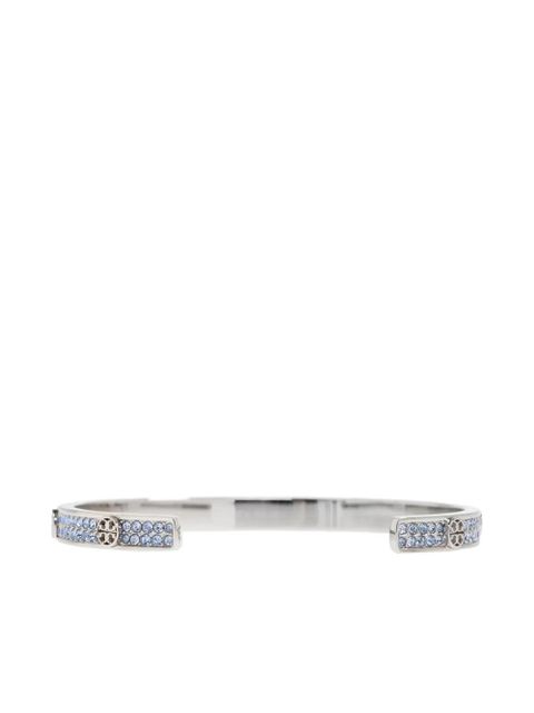 Tory Burch rhinestone-embellished logo bracelet - Silver