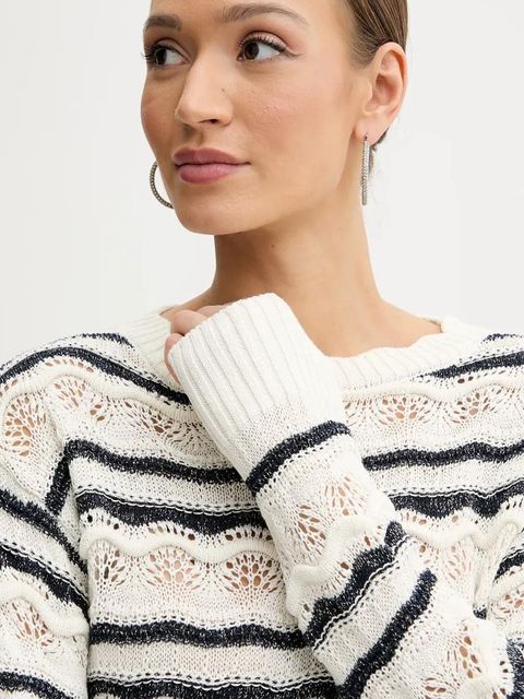 Guess sweter z domieszką lnu VALERIE damski kolor beżowy lekki W5GR35 Z3NJ0