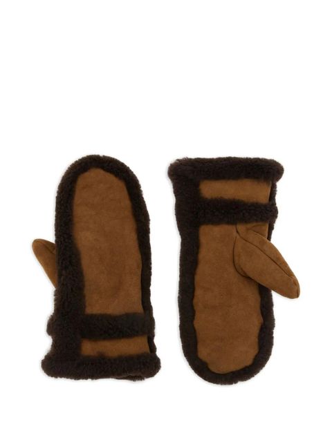 Yves Salomon shearling-trimmed mittens - Brown - zdjęcie produktu nr 1