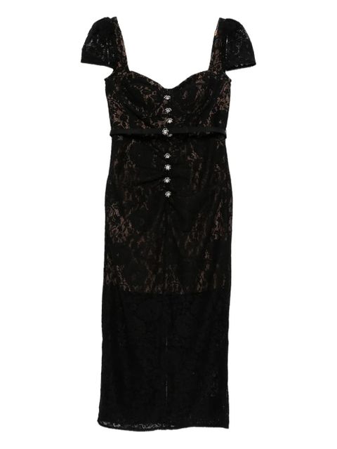 Self-Portrait lace button midi dress - Black - zdjęcie produktu nr 1