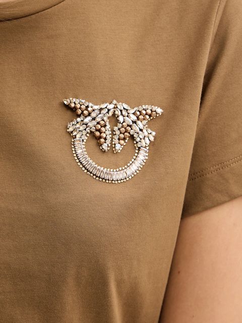 Pinko t-shirt bawełniany damski kolor brązowy 103320 A2RN