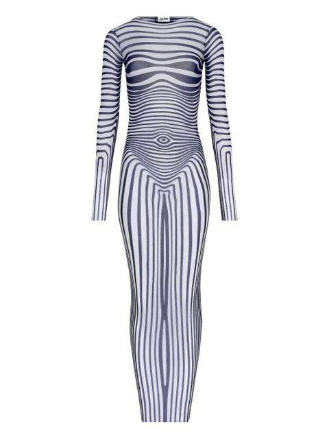 Jean Paul Gaultier long-sleeves morphing-stripes maxi dress - White - zdjęcie produktu nr 1