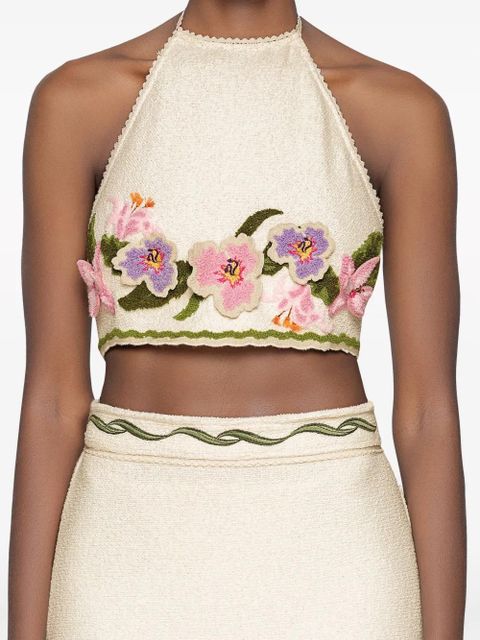 Agua By Agua Bendita Carlota Pacifico cotton-blend top - Neutrals