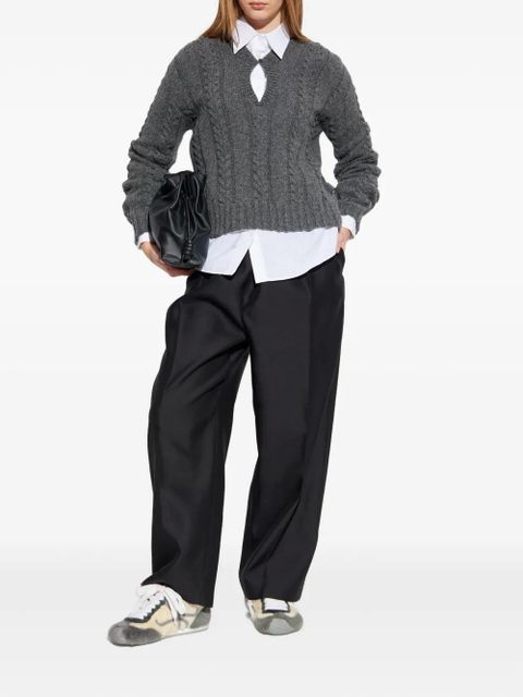 LOEWE cable-knit keyhole knitwear - Grey - zdjęcie produktu nr 2
