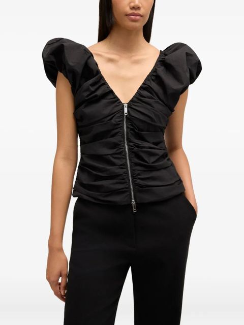 GANNI ruched zip blouse - Black - zdjęcie produktu nr 2