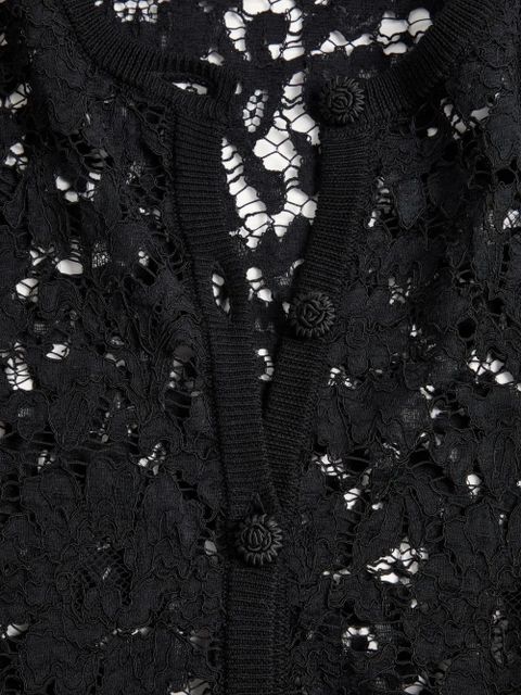 Valentino Garavani lace feather-trim cardigan - Black