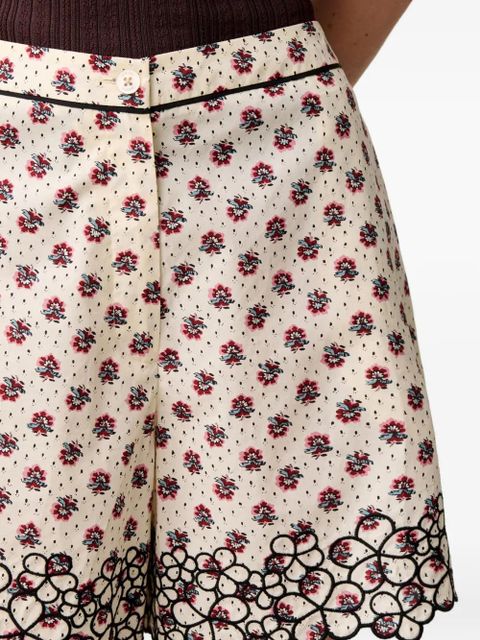 Claudie Pierlot floral-print embroidered shorts - Neutrals