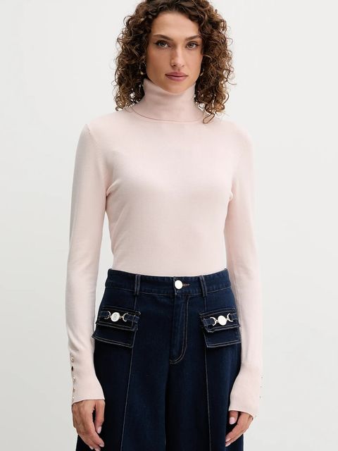 Fracomina sweter damski kolor beżowy lekki z golfem FR25WT7001K42101 - zdjęcie produktu nr 1