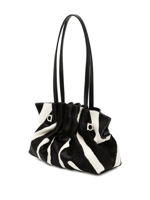 Ferragamo animal-printed calf hair shoulder bag - Black
