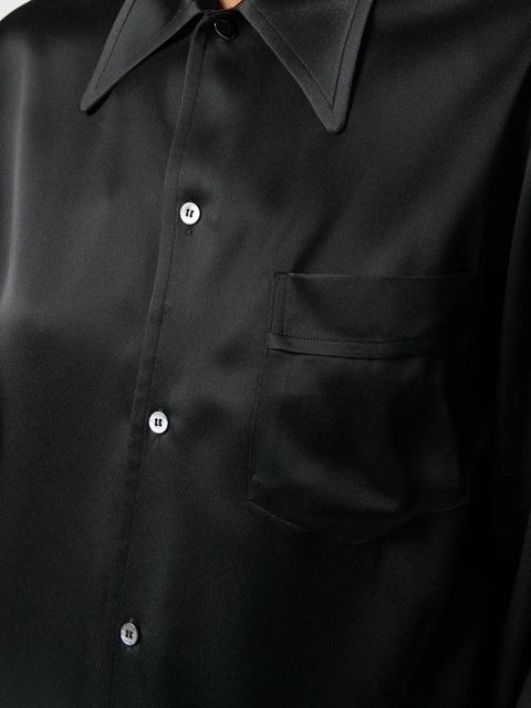 Maison Margiela satin long-sleeve shirt - Black