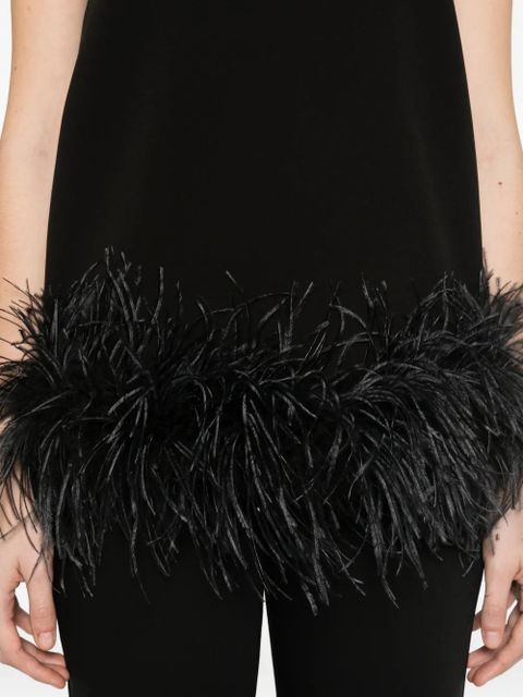 Max Mara feather-trim top - Black