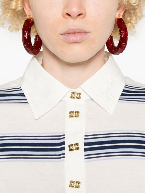 GANNI striped polo shirt - White