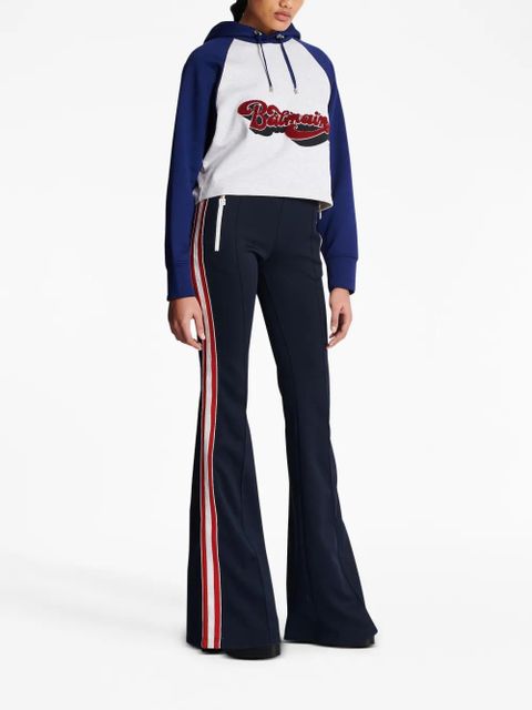 Balmain logo-print raglan-sleeve hoodie - White