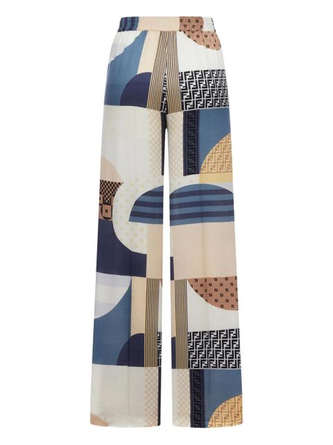 FENDI geometric-print wide-leg trousers - White - zdjęcie produktu nr 2