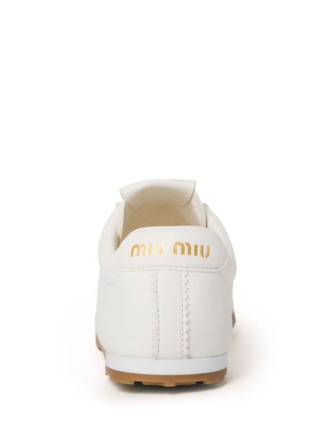 Miu Miu Plume nappa leather sneakers - White