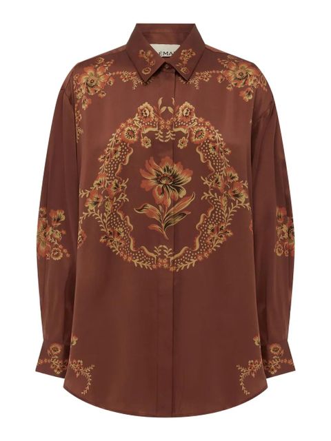 ALEMAIS Seraphina floral-print silk shirt - Brown - zdjęcie produktu nr 2