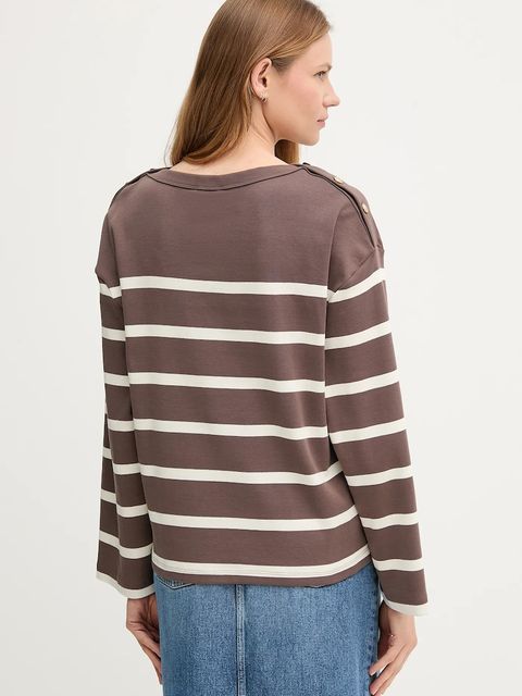 Tommy Hilfiger longsleeve bawełniany kolor brązowy WW0WW45760