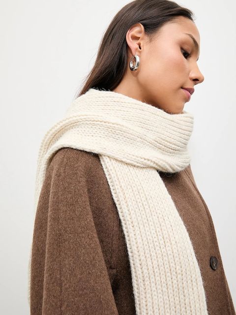 Answear.LAB szalik z wełną damski kolor beżowy gładki - zdjęcie produktu nr 1