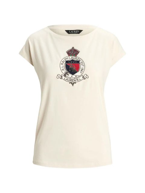Lauren Ralph Lauren crest-patch cap-sleeve T-shirt - Neutrals - zdjęcie produktu nr 1