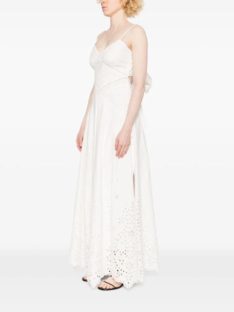 Self-Portrait embroidered cotton maxi dress - White