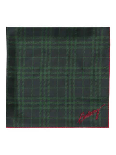 Burberry check crystal-embellishment silk scarf - Green
