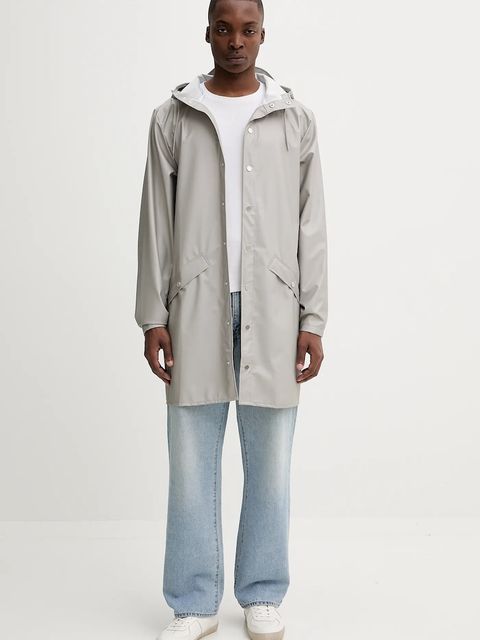 Rains kurtka 12020 Long Jacket kolor szary przejściowa 12020