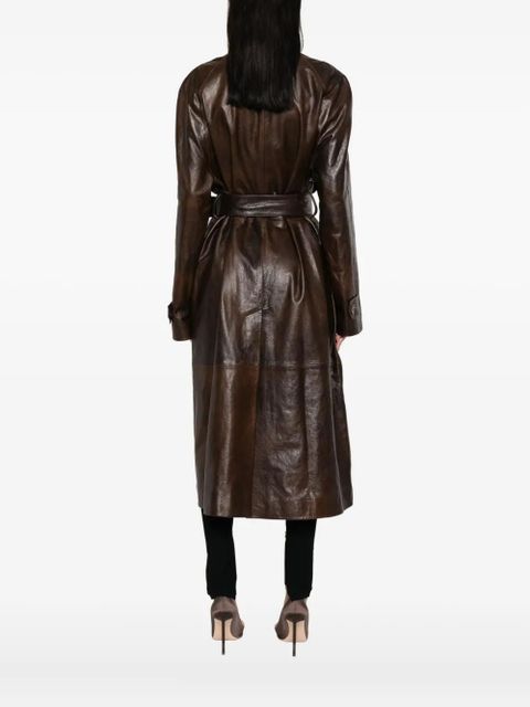 Magda Butrym belted leather coat - Brown