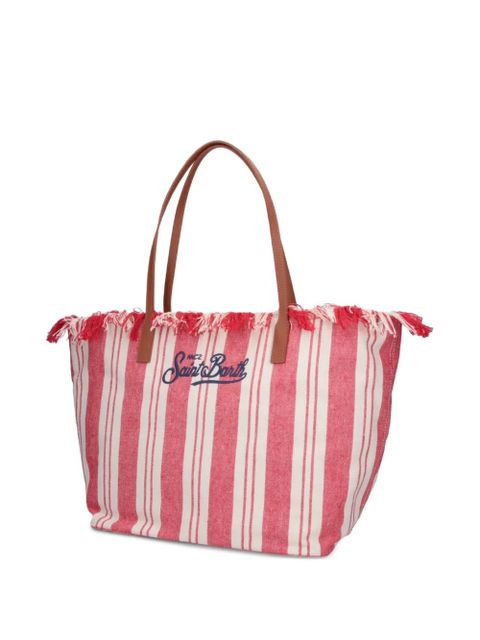 MC2 Saint Barth large City striped fringed tote bag - Red