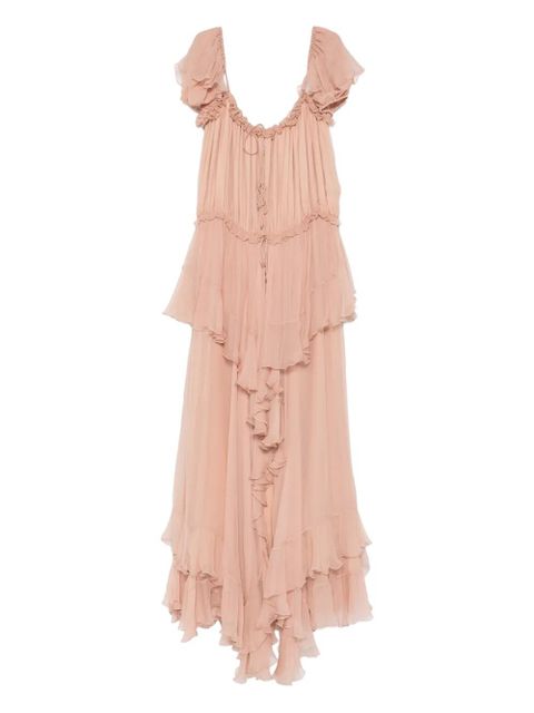 Chloé ruffled silk dress - Neutrals - zdjęcie produktu nr 1