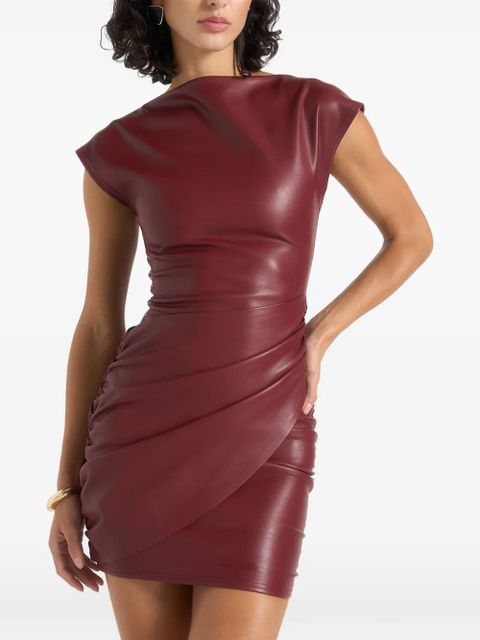 Manière De Voir Tina leather gathered mini dress