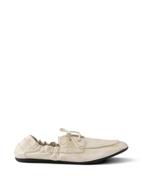 Prada Shuffle antiqued leather boat shoes - Neutrals - zdjęcie produktu nr 1