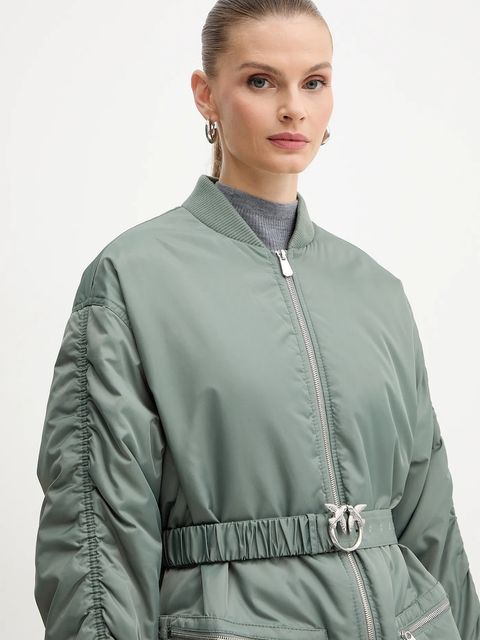 Pinko kurtka kolor zielony przejściowa oversize 105340 A2OL