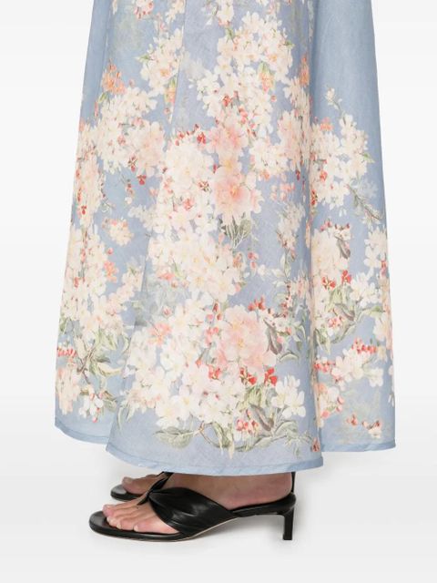 ZIMMERMANN Cascadian floral-print linen skirt - Blue