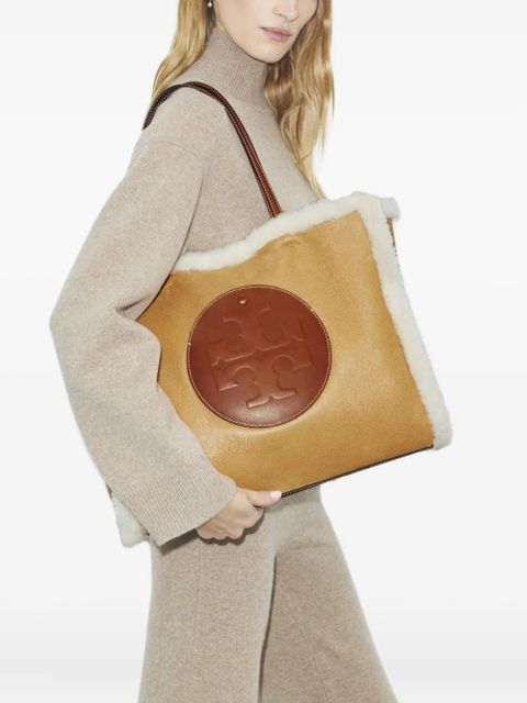 Tory Burch Ella shearling logo tote bag - Neutrals
