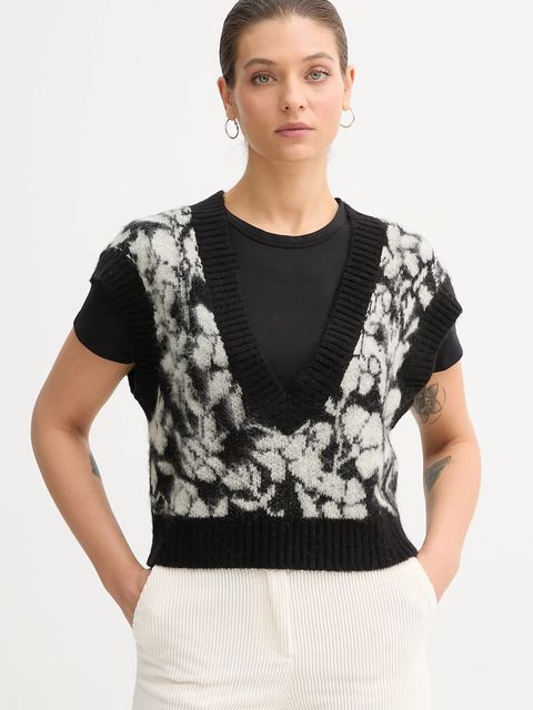 United Colors of Benetton kamizelka z domieszką moheru damski kolor czarny 1VAAE403E - zdjęcie produktu nr 1