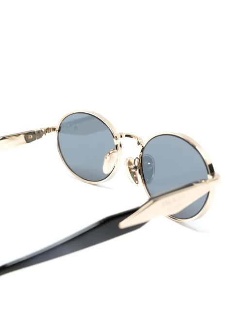 Prada Eyewear logo-engraved oval-frame sunglasses - Gold