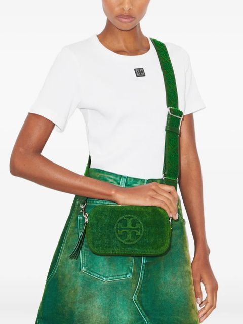 Tory Burch flocked logo mini crossbody bag - Green