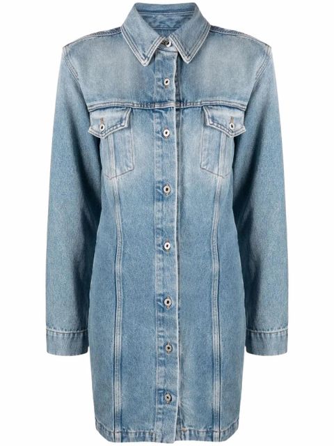 Off-White long-sleeve denim shirtdress - Blue - zdjęcie produktu nr 1