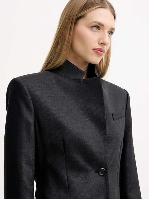 Pinko marynarka z dodatkiem wełny kolor czarny jednorzędowa gładka 106098 A305