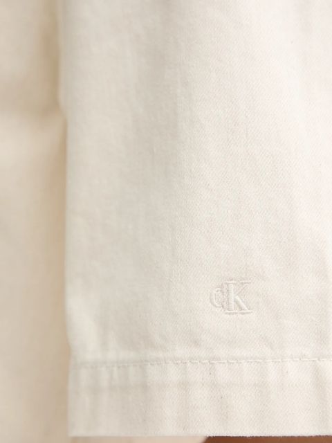 Calvin Klein Jeans koszula z domieszką lnu damska kolor beżowy relaxed z kołnierzykiem klasycznym LV047C775G