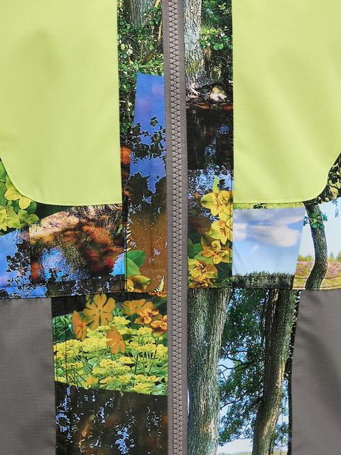 adidas by Stella McCartney kurtka przeciwdeszczowa TrueNature Earth Collage damska kolor zielony przejściowa oversize JF8480