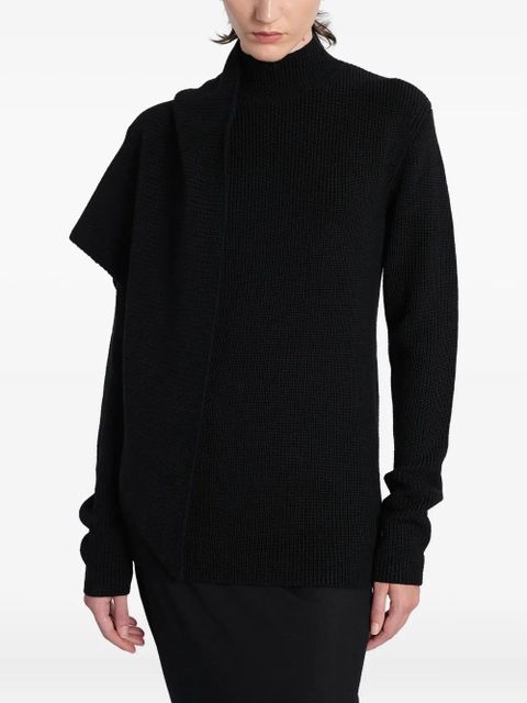 ENTIRE STUDIOS ribbed turtleneck draped sweater - Black - zdjęcie produktu nr 1