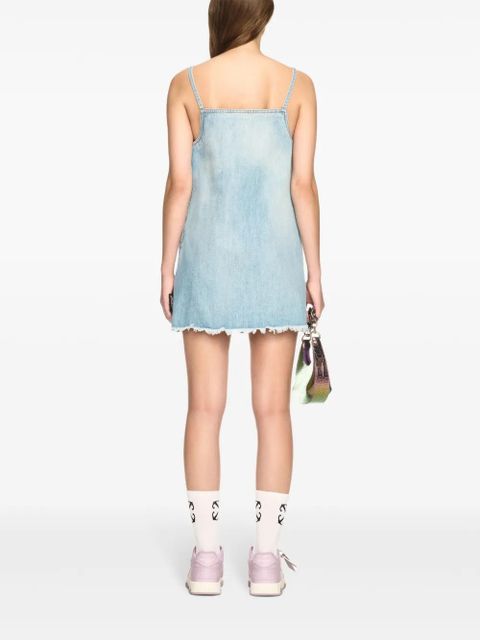 Off-White frayed denim mini dress - Blue