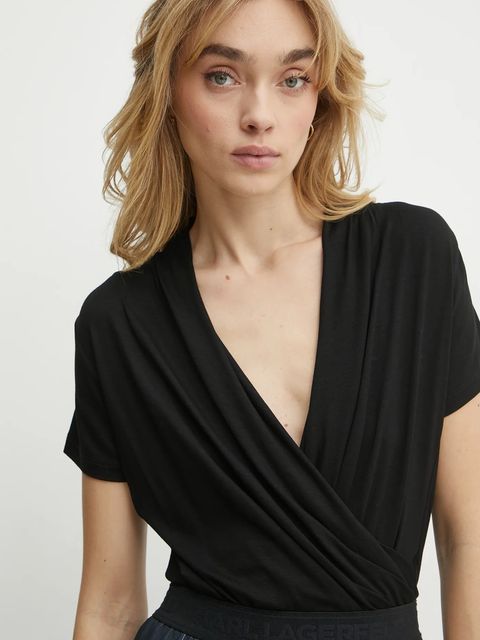 Karl Lagerfeld bluzka damska kolor czarny gładka A1W17139